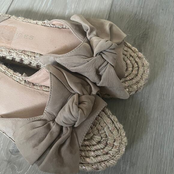 J/Slides 'Ritsy' Women's 10 Espadrille Suede Bow Slide Slip On Platform Sandal - Picture 6 of 11